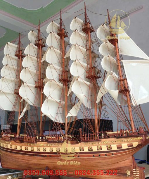 Mô Hình Thuyền Buồm Gỗ Hương Dài 120cm Cao 100cm Rộng 32cm – Vẻ Đẹp Bề Thế Cho Không Gian Sang Trọng