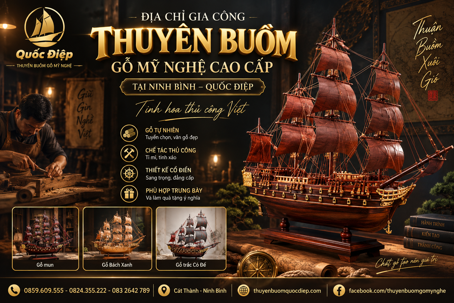 Địa Chỉ Gia Công Thuyền Buồm Gỗ Mỹ Nghệ Cao Cấp Tại Ninh Bình – Quốc Điệp