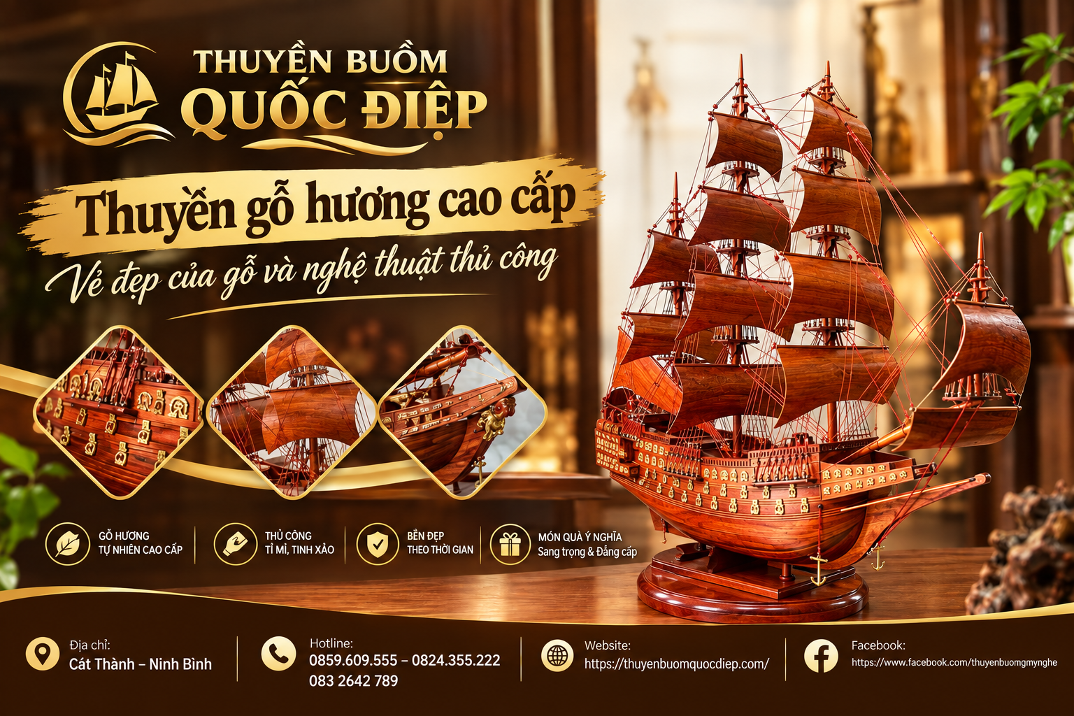 Thuyền Gỗ Hương Cao Cấp – Tinh Hoa Thủ Công, Sang Trọng Và Đẳng Cấp
