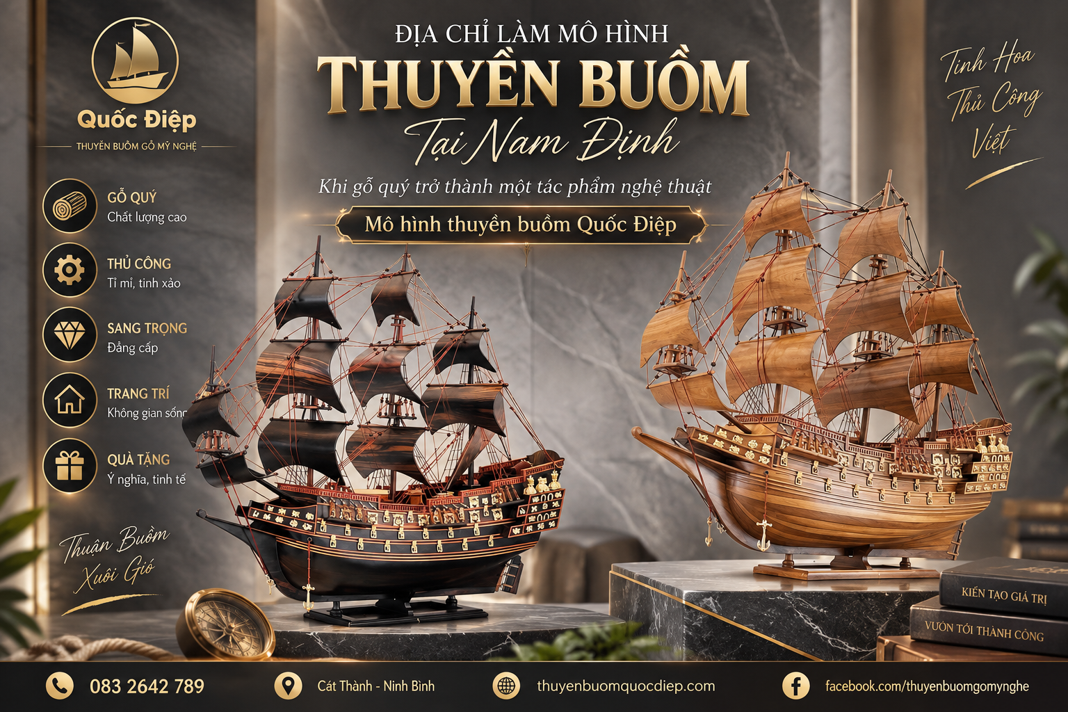Địa chỉ làm mô hình thuyền buồm tại Nam Định – Khi gỗ quý trở thành một tác phẩm nghệ thuật