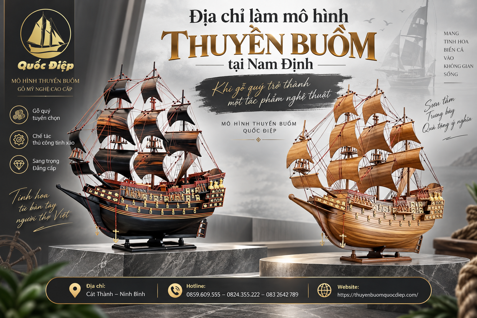 Địa Chỉ Làm Mô Hình Thuyền Buồm Tại Nam Định – Thuyền Buồm Gỗ Quý Sang Trọng & Đẳng Cấp