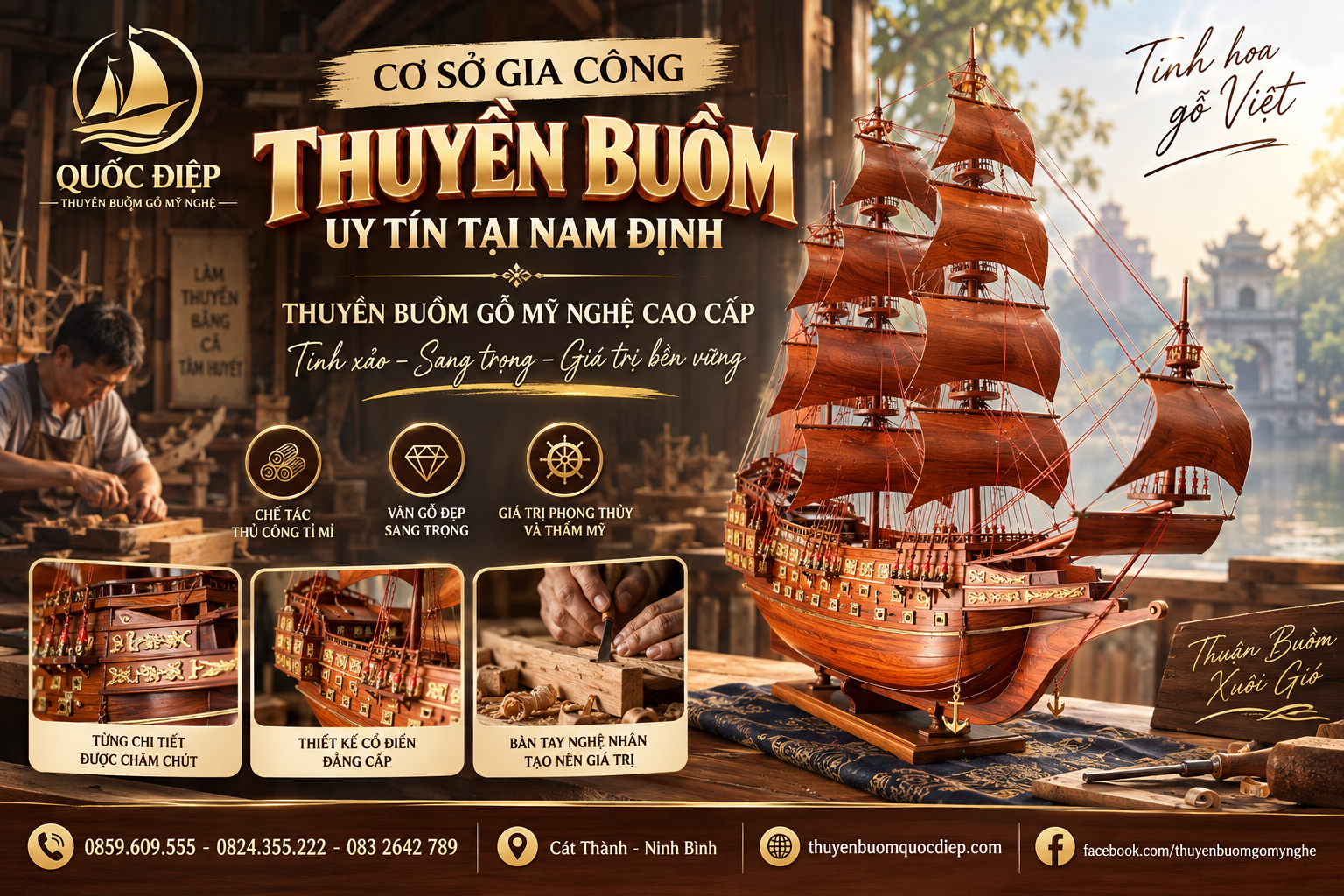 Cơ Sở Gia Công Thuyền Buồm Uy Tín Tại Nam Định – Thuyền Buồm Gỗ Mỹ Nghệ Cao Cấp