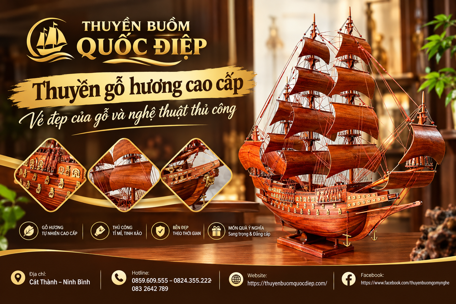 Thuyền Gỗ Hương Cao Cấp – Tinh Hoa Thủ Công, Sang Trọng Và Đẳng Cấp