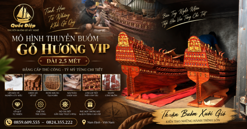 Mô Hình Thuyền Buồm Gỗ Hương VIP Dài 2,5m – Tuyệt Tác Thủ Công Dành Cho Không Gian Đẳng Cấp