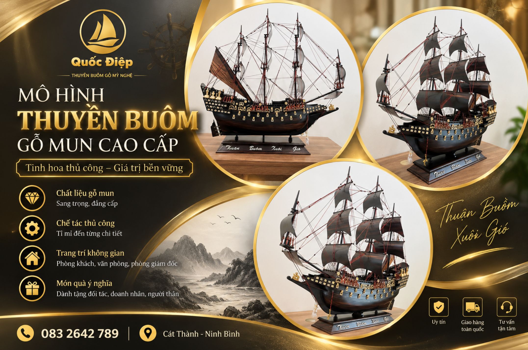 Thuyền Buồm Quốc Điệp – Tinh hoa từ những chi tiết thủ công