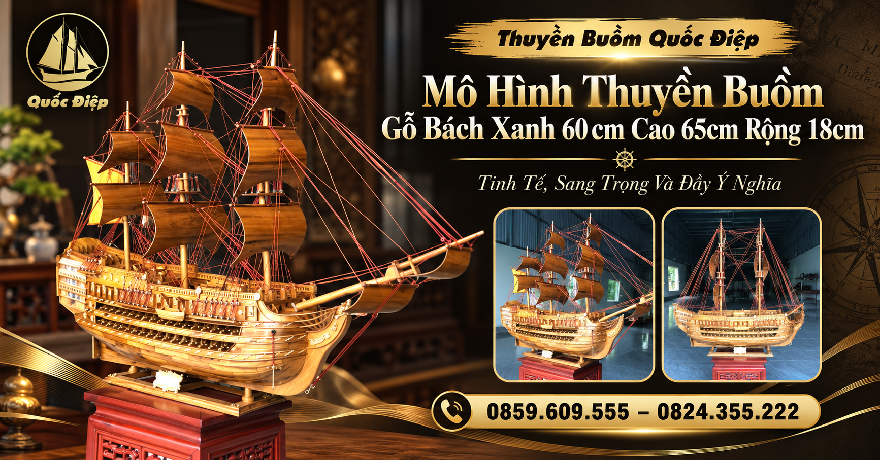 Mô Hình Thuyền Buồm Gỗ Bách Xanh 60cm Cao 65cm Rộng 18cm – Tinh Tế, Sang Trọng Và Đầy Ý Nghĩa