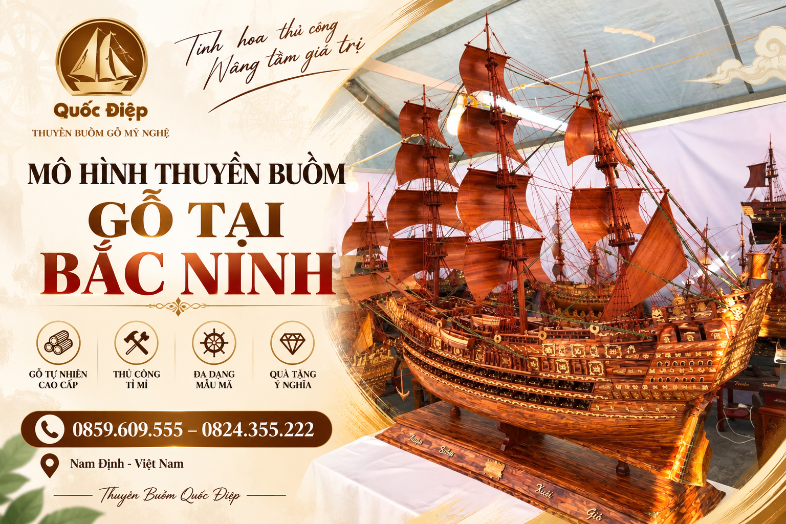 7 Lý Do Vì Sao Nên Mua Mô Hình Thuyền Buồm Gỗ Tại Bắc Ninh