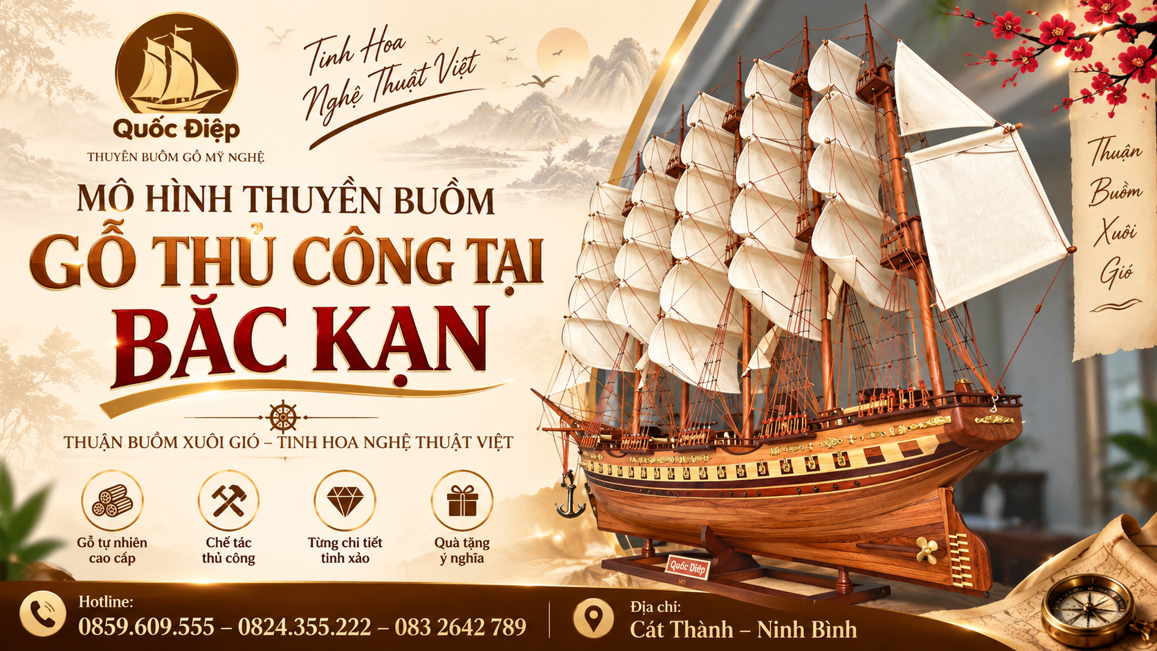 Mô Hình Thuyền Buồm Gỗ Thủ Công Tại Bắc Kạn – Lựa Chọn Độc Đáo Cho Không Gian 2026