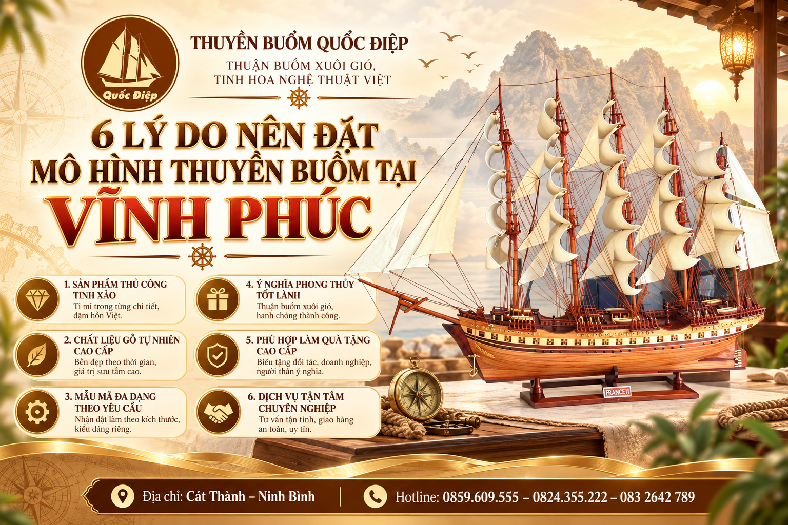 6 Lý Do Nên Đặt Mô Hình Thuyền Buồm tại Vĩnh Phúc – Tăng Giá Trị Không Gian và Ý Nghĩa